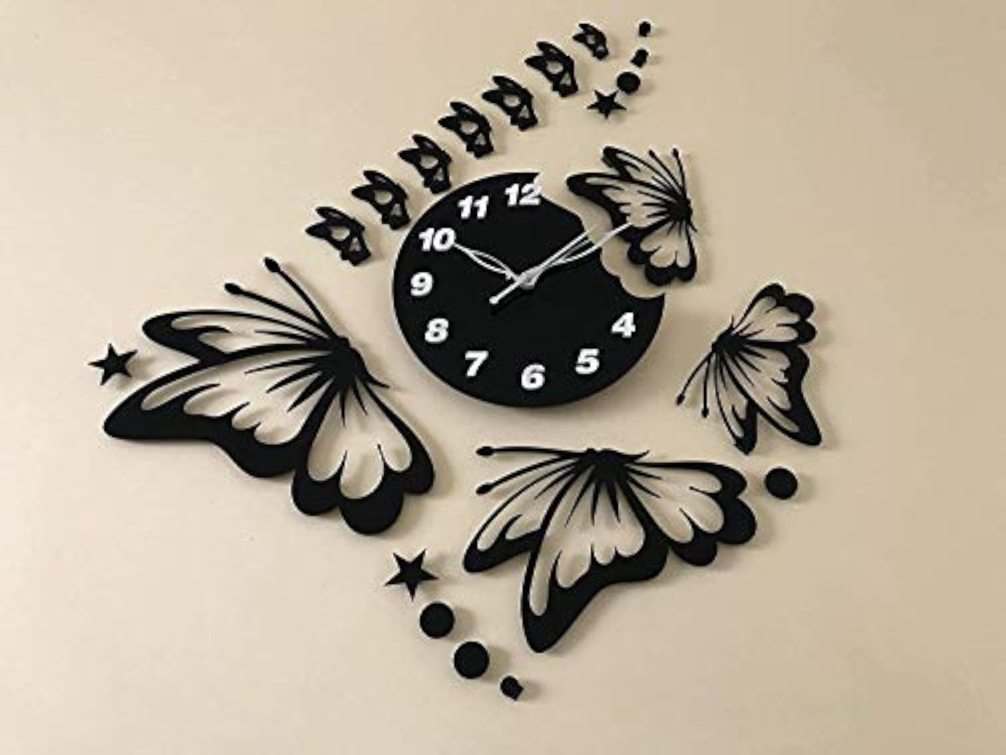 Acrylic Butterfly Wall Clock Square Shape