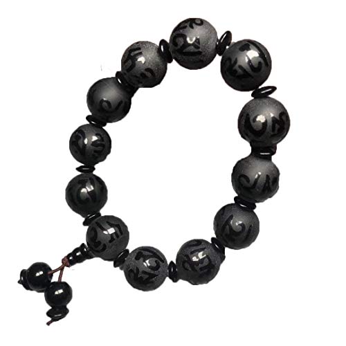 Agate noire naturelle mantra à six mots lithothérapie protection bijoux