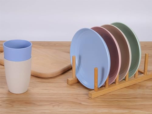 Image of 7 Inches Small Unbreakable Wheat Straw Plates - Reusable Plate Sets of 4 - Dishwasher & Microwave Safe - Perfect for Dinner Dishes - Healthy, BPA Free & Eco-Friendly (7 Inches)