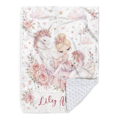 Image of Personalized Baby Blanket for Girls, Custom Nursery Blanket with Name, 30 x 40 Inch Soft Minky Blanket for Baby Toddlers, Newborn Print 13