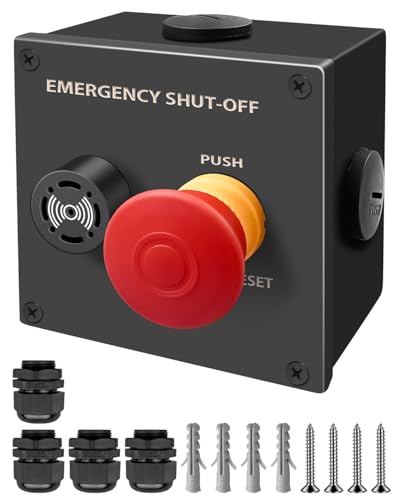 24VDC Double Gang Emergency Shut-Off Switch with Alarm – Compatible with Pentair Compool/Pentair IntelliTouch/Pentair EasyTouch Pool and Spa Control Systems, Waterproof Plugs to Respond to Emergencies