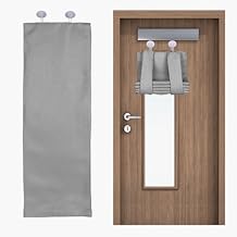 Classroom Door Window Cover Curtains Blackout Curtain Shade for Window Cover Lockdown French Doors Curtain No Drill Room Darkening Classroom Doors Blinds Tie up Shade 1, Light Gray, 36" x 8"