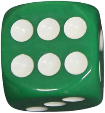 Premium Green Gaming Dice Set, 16mm D6 Opaque Dice with White Dots for Tabletop Games,