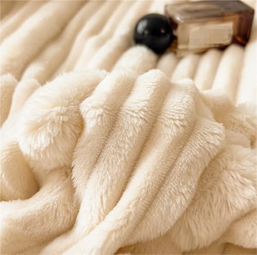 Couverture en peluche chaude lit et canapé boutis blanc 120x200 - 4