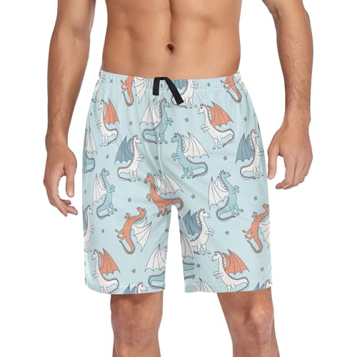 Pajama Shorts for Men Summer Pajama Pants with Pocket Pjs Bottoms Sleep Shorts
