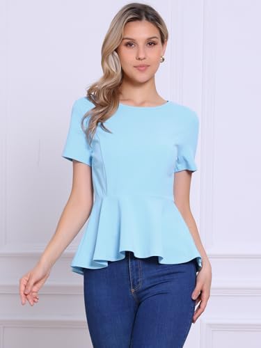 Ensemble Chemisier Et Jupe Péplum Allegra K Femme - Tenue Bureau Col Carré Manches Courtes