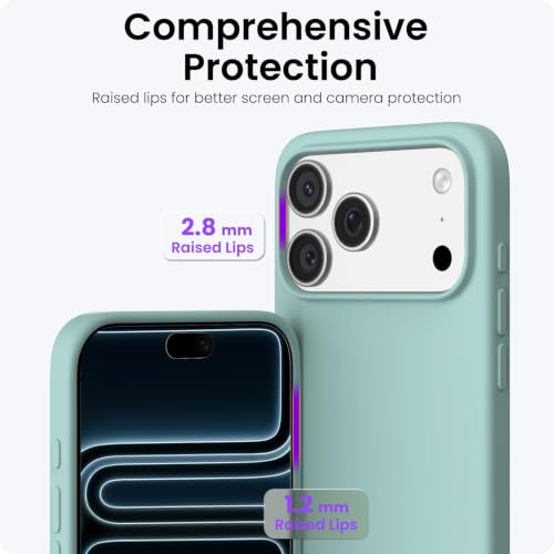 Image of ORNARTO Compatible with iPhone 17 Pro Max Case 6.9 inch, Slim Liquid Silicone 3 Layers Soft Gel Rubber Shockproof Protective Cover with Anti-Scratch Microfiber Lining-Whisper Green