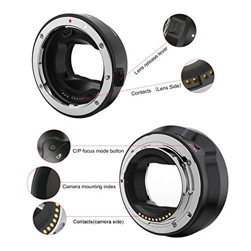 Anillo adaptador de montura Canon EF/EF-S a Sony E, con enfoque automático y control de apertura para cámaras Sony A7III, A7RIII, A7IV, A9, A6600 miniatura 5