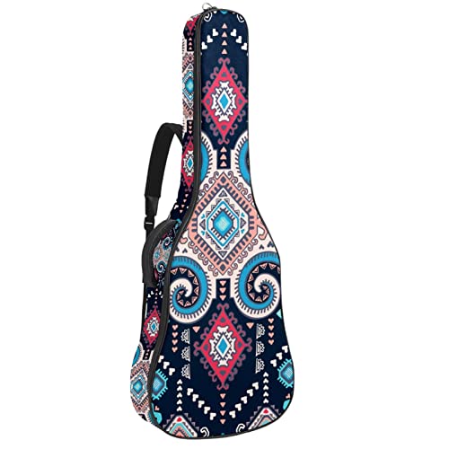 Sac à dos guitare acoustique imperméable 41 pouces motif tribal mexicain ethnique