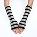 Y2k Striped Arm Warmers Long Fingerless Knitted Gloves Punk Gothic Alt Emo Scene Cool Winter Arm Sleeves Grunge Accessories (Gray,One Size)