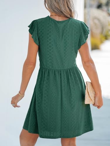 Image of CUPSHE Women's Boho V Neck Lace Dress Casual Eyelet Summer Mini Sundress Ruffle Cap Sleeve A-Line Beach Vacation Dress 2026