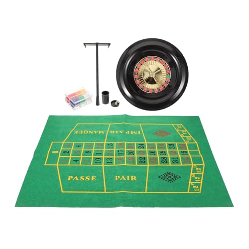 GeRRiT Roulette-Rad 1 Set russischer Roulette-Anzug mit Zähltuch, Stahlkugeln, Harke, Chips und Spielkartendecks für Familienunterhaltung Partyspiele