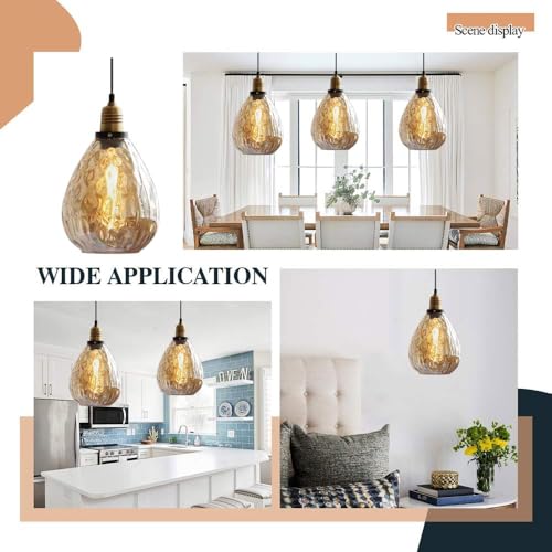 Lámpara colgante de cristal ámbar regulable con 1 luz para comedor 7
