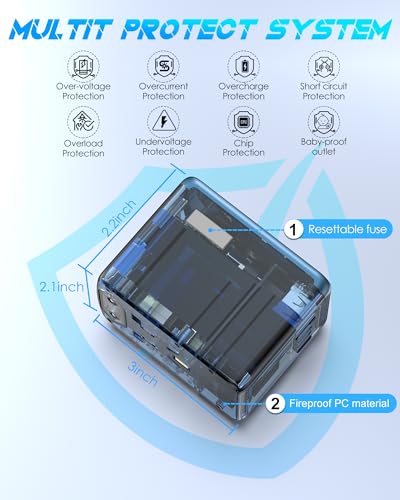 Image of Universal Travel Adapter, 35W PD Fast Charging & 2 USB C 3 USB A & 2500W AC Outlet, International Power Adapter for Europe UK US AU 200+ Countries, Compatible with iPhone 16 15, MacBook, Laptop