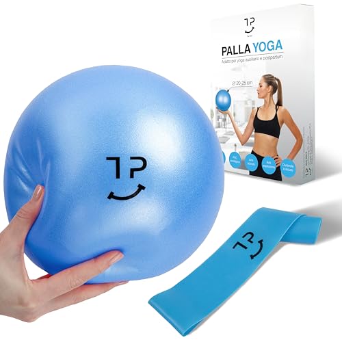Palla Yoga Tre Puri® Palla Pilates – 25 CM Palla Fitness con Yoga Accessori Marchio ITALIANO – Fitball Utile per fare ginnastica e Gravidanza - OMAGGIO fascia elastica ed E-book (CONSIGLI PER TE)
