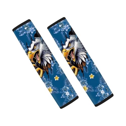 Image of AFPANQZ Eagle Tropical Flowers Safety Seatbelt Cover Kit Car Auto Seat Belt Pads Covers Comfortable Driving Car Seats Accessories Backpack Bags Strap Pads Covers