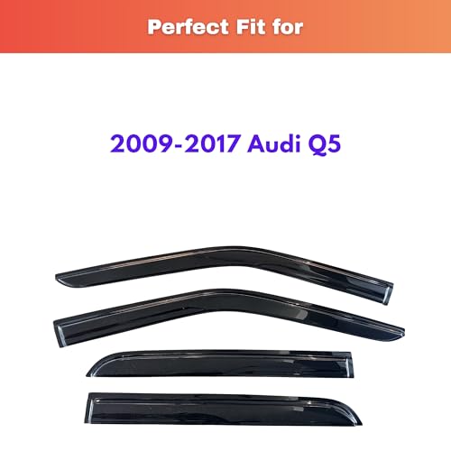 Image of KPY Rain Guards Fit for 2009-2017 Audi Q5, Out-Channel Window Visors Vent Wind Deflectors 4PC, Car Accessories for 09-17 Audi Q5