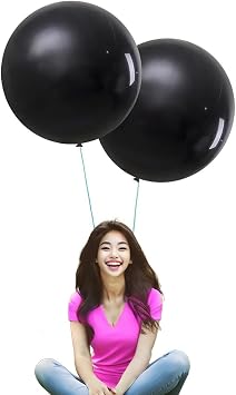 IN-JOOYAA 18 Pcs 24 Inch Balloons Black Giant Round Balloons | Large Balloons, Big Round Balloons, for Wedding Birthday Party Decorations