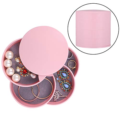 Preisvergleich Produktbild Angelikashalala Schmuckkästchen für Damen, kleine Reise-Schmuckaufbewahrung, mehrlagig, drehbar, für Ringe, Ohrringe, Halsketten, Armbänder (10 x 10 x 10 cm)