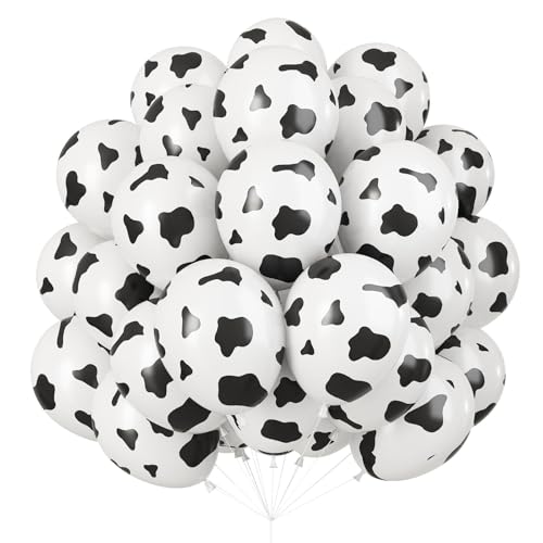 Isndare Cow Print Balloons, 30 Pieces Cute Cow Latex Balloons for , Black White Western Cowboy Cowgirl Balloons for Farm Theme First Rodeo Birthday Baby Shower decor Supplies