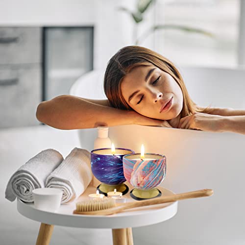 4-Piece Elegant Goblet Scented Candle Set - 4oz Floral & Fresh Tin Jar Candles (Lavender, Jasmine, Vanilla, Lemon) - Relaxing Aromatherapy for Bedroom, Bathroom, Spa & Home Decor Gift - Image 4