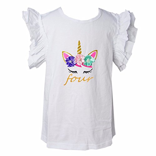 Kirei Sui Girls 1st - 5th Birthday Unicorn Icing Shirt 4T Four