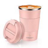 MOMSIV Thermobecher Isolierbecher, 13oz/380ml Rutschfest Edelstahl Travel Mug, Kaffeebecher aus Doppelwandig isoliert Vakuum auslaufsicher Reisebecher mit Deckel Kaffee-to-go Becher, Lila