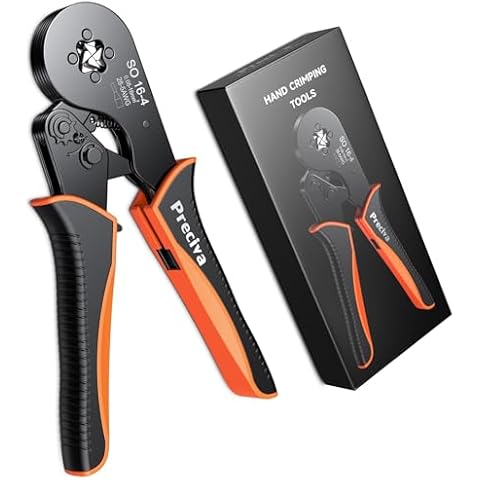 Wire Ferrule Crimping Tool, Preciva AWG28-5 (0.08-16mm²) Square Jaw Wire Crimping Pliers Self-Adjustable Ratchet Ferrule Terminals Crimper Tool Cover