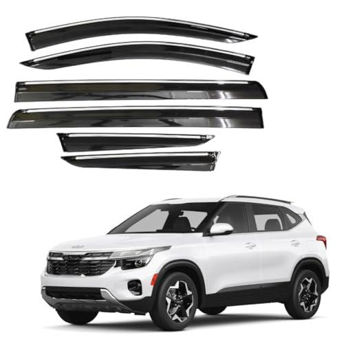 Image of CAR SAAZ Chrome Line Door Visor for Seltos (2026 - Present) | Rain Guard | Wind Deflector