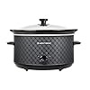 West bend slow cooker 4 quart manual crockery style with dishwasher safe oval ceramic crockpot and glass lid two temperature settings plus keep warm 210 watts black  urban country home decor