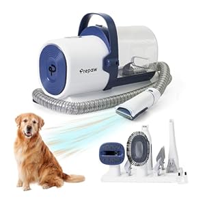PREPAW 7-in-1 Pet Grooming Kit with Vacuum, 11000Pa Suction Power, 2.5L Dust Cup, 7 Grooming Tools, Cordless Paw Trimmer, Nail Grinder, Large Capacity Dust Cup, Whisper-Quiet Operation, USA Design