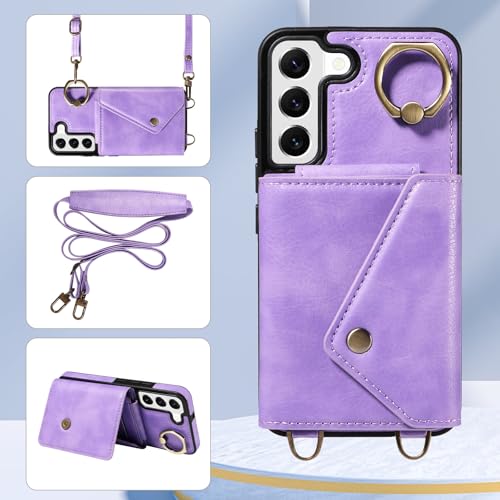 Coque S22 Plus 5G Violette en Matière Texturée avec Béquille Intégrée