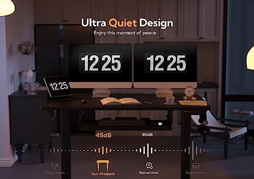 Image of Claiks Adjustable Standing Desk with Keyboard Tray 48 x 24 Inches Black