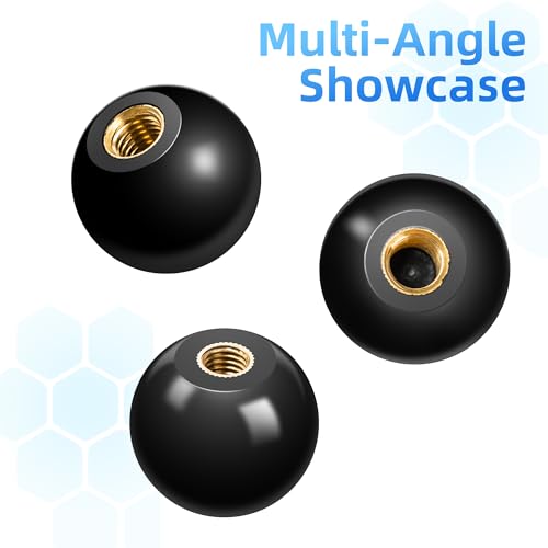 ITSOGOO 10 Stücke M4*16mm Kugelknopf, Schwarz Kugelknöpfe,Kugelgriff mit Eingebauter Kupfergewinde, Runde Kugel Bakelit Hebelknopf für Werkzeugmaschinenersatz