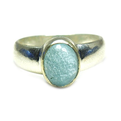 Bague en argent véritable aigue-marine naturelle taille 46 au 68 pour femme