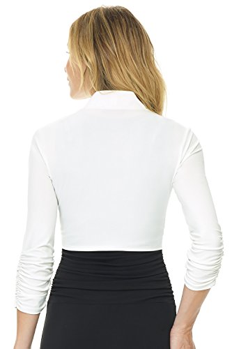 Image of Rekucci Women's Chic Soft Knit Stretch Bolero Shrug with Ruched Sleeves