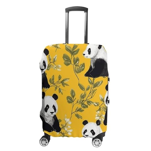 Travel Luggage Cover Suitcase Cover Suitcase Protector Panda on Yellow Background Luggage Covers Washable Baggage Cover Elastic Anti-Scratch Suitcase Case Protector for Adult Personalized Suitcase Cov