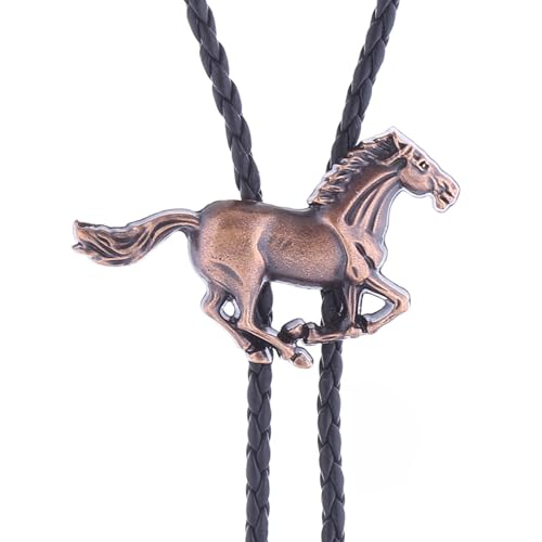 Image of Western Cowboy Bolo tie for Men Women Gold Silver Death Skull Moth Cross Bolo Tie Christmas Deer Rooster Wolf Necktie Gift