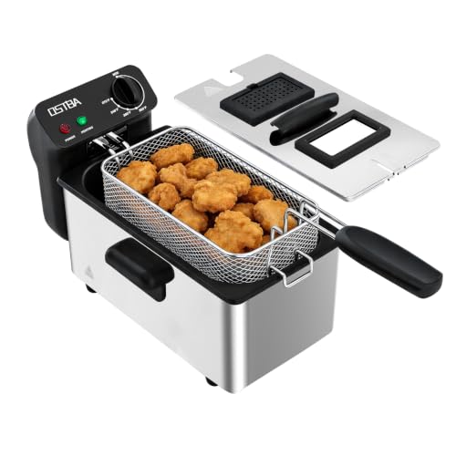 OSTBA Electric Deep Fryer with Basket, 3.2QT Stainless Steel Countertop