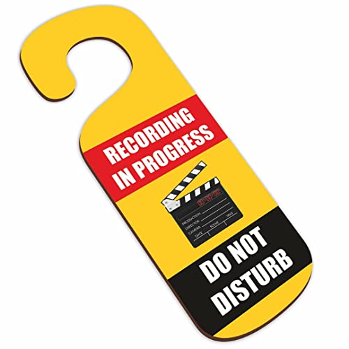 Image of CVANU Recording in Progress Do Not Disturb Wooden Door Sign Hanger Size(24cm x 8.5cm) cv78