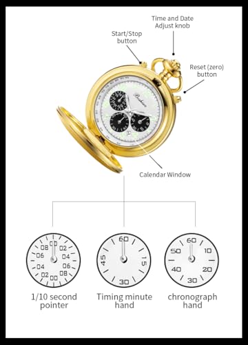 Image of BOSHIYA Multifunctional Stopwatch Calendar Silver Gold Black Pocket Watch with Bracelet