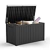 180 Gallon Deck Box Extra Large Resin Outdoor Storage Box Waterproof Outside Storage Bin for Patio Furniture Cushions Pool Supplies Sports Gear UV Resistant and Weatherproof Black