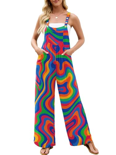 Heymoments Women's Casual Overalls One Piece Jumpsuits, Floral, X-Large