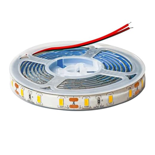 Tesfish 12V LED Streifen, 2M SMD 5630 Warmweiß 3500K Lichtband IP65 Wasserdicht Insgesamt 120 Leds Band Lichtleiste Leiste für Schlafzimmer, Küche, Werbung Dekoration