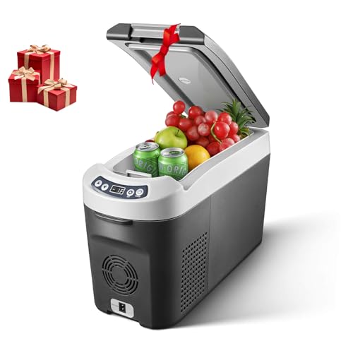 AAOBOSI Nevera Portátil 15 litros, Nevera 12V 24V DC Compresor, con una Capacidad de Cefrigeración de +20℃ a -15℃ para coche, camión, barco y autocaravana