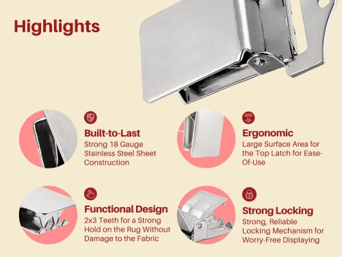 Image of Animal Hide Wall Clips - Rug Grippers /Hangers (Chrome)