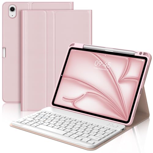 Coque Clavier pour iPad Air 11 Pouces (M4 2026, M3 2025, M2 2024), AZERTY Français Housse Clavier Bluetooth Magnétique Détachable avec Porte Crayon pour...