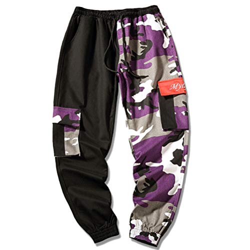 Feidaeu Pantaloni Cargo da Uomo Camo Pantaloni Sportivi Ampi con Coulisse Pantaloni con Tasche Elastiche in Vita Pantaloni da Uomo Hip Hop Streetwear