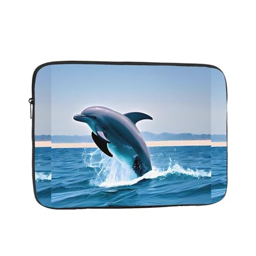 Jumping Up Dolphins Laptop Sleeve Case 10 Inch Suitable for Notebook Computer Tablet Traveling Carrying Simple Case