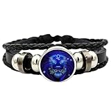 Sternzeichen-Armband, verstellbar, 12 Sternbilder, mehrschichtige Sternzeichen, schwarzes Lederarmband, Wickelarmband für Damen und Herren, Geburtstagsschmuck, Beziehen Sie sich auf die Beschreibung